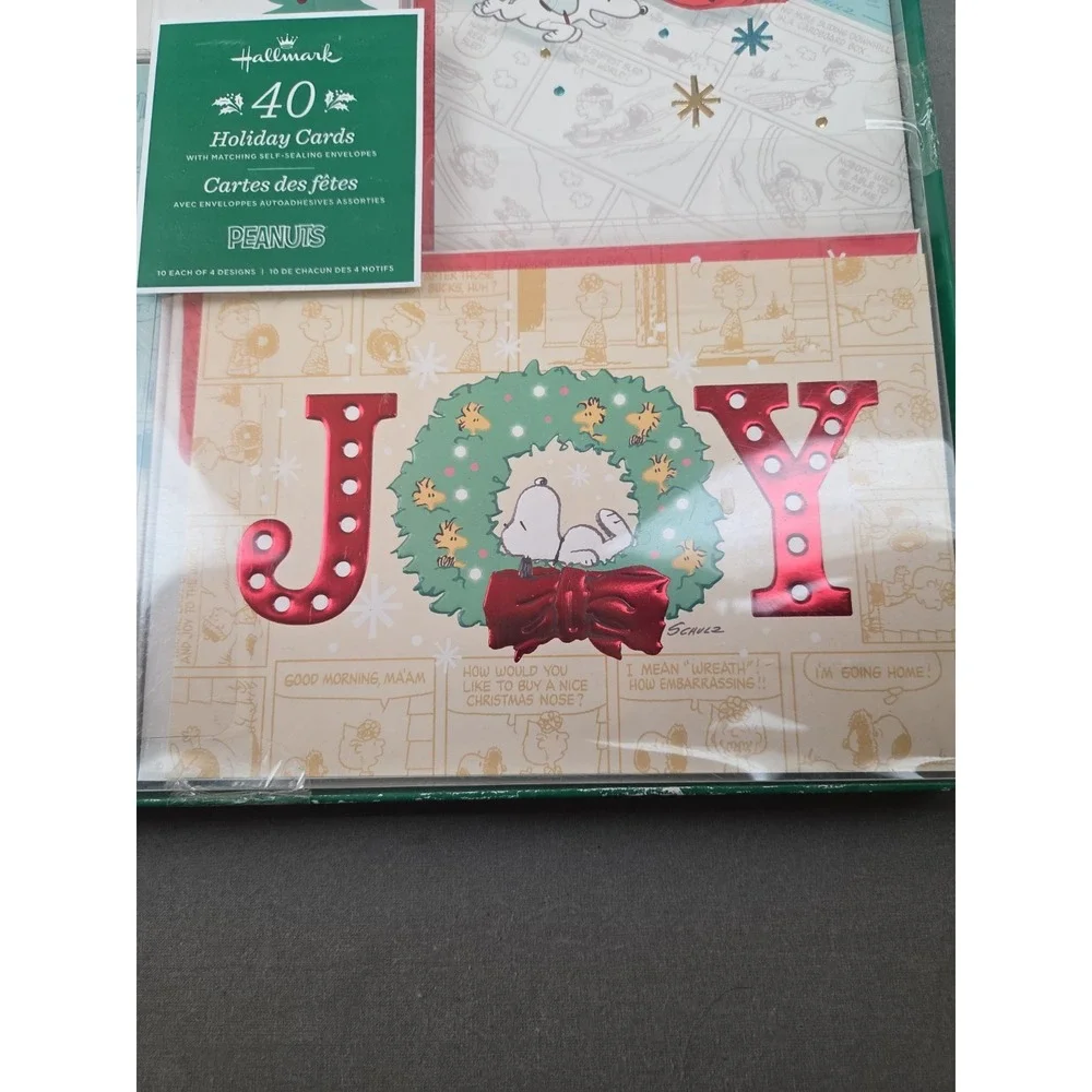 Peanuts Hallmark, Christmas Holiday Cards, Set Of 40, Assorted, NEW